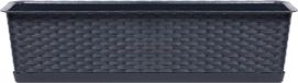 Prosperplast Ratolla plantenbak - rotan look - antraciet grijs - 40 x 17 x 15 cm