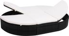 Lit de jardin avec coussin poly rotin noir