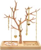 Galeara design Sieradenhouder rosegoud - Sieradenboom met houten voet - Sieradenstandaard kettingen ringen armbanden FURO