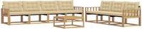vidaXL Bank loungeset, 7 zitplekken, acacia hout, wit en beige