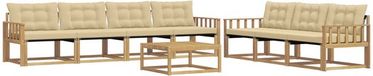 vidaXL Bank loungeset, 7 zitplekken, acacia hout, wit en beige