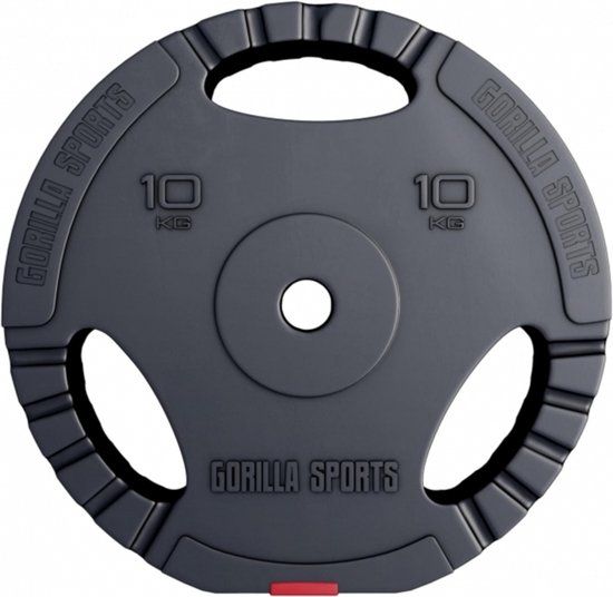 Gorilla Sports Gewichtsschijf - Halterschijf - 10 kg - Gripper Kunststof - 30 mm
