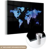 MuchoWow® Peinture sur verre 60x40 cm - Peinture sur verre acrylique - Carte du monde - Aquarelle - Violet - Photo sur verre - Peintures