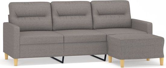 vidaXL Driezitsbank met voetenbank 180 cm stof taupe