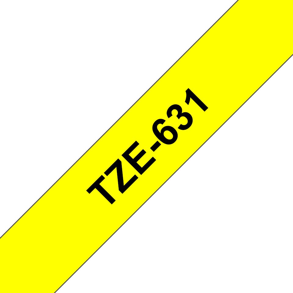 Brother TZe-631 Label Tape - Black on Yellow - 12mm x 8m