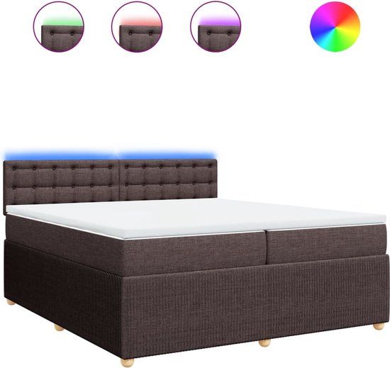 vidaXL Boxspring met matras stof donkerbruin 200x200 cm