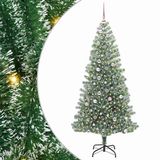 vidaXL Kunstkerstboom Sneeuw Gevlokt met LED Licht Groen en Wit 240 cm