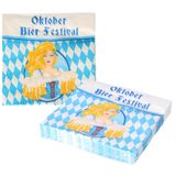 Merkloos / Sans marque Oktoberfest themafeest servetten - 40x - blauw/wit - 33 x 33 cm - Papier - wegwerp tafelservetten