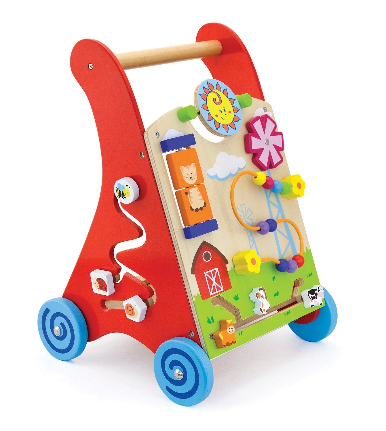 New Classic Toys Baby Walker - Wooden Push and Pull Toy - Multicolour