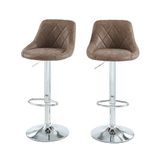 Set van 2 barkrukken mat van PU bruin met metalen voet, zwart