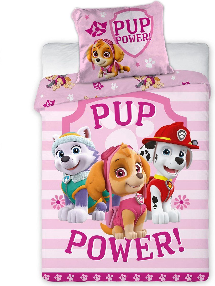 PAW Patrol Baby Dekbedovertrek - 100 x 135 cm - Roze Katoen