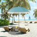 OEM Strandparasol met houten look, Ø 1,7 m, grote parasol met franjes en verstelbare hoogte, UPF50+, inclusief draagtas, lichtblauw