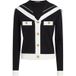 Karl Lagerfeld Cardigan en maille nautique Noir/blanc Taille : M