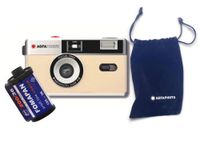 AgfaPhoto analoge 35mm fotocamera beige set (B+W film + batterij)