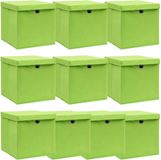 vidaXL Opbergboxen met deksel 10 st 32x32x32 cm stof paars