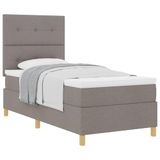 vidaXL Boxspringbed met hoofdeinde Taupe 90 x 190 cm Stof