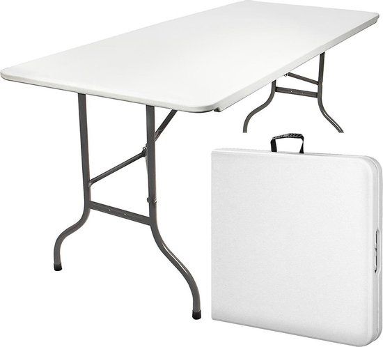 MaxxGarden Opvouwbare Klaptafel - 180x70cm - Wit - Weerbestendig - Inclusief Handvat