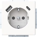 Busch Jaeger Future Linear Wandcontactdoos kinderveilig + 2x USB-Lader MAT studiowit 20 EUCB2USBAC-884