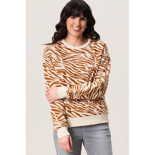 Miss Etam sweater met zebraprint oranje