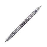 Tombow WS-TBS Fudenosuke Brush Pen met twee zachte punten, Twin schrijfkleuren zwart/grijs, 1 stuk (1 stuk)