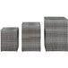 Tables d'appoint 3 pcs et dessus en verre gris résine tressée