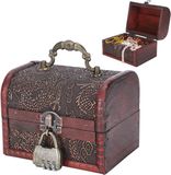 OEM Allecto plus - Kleine houten schatkist met drakenmotief en cijferslot