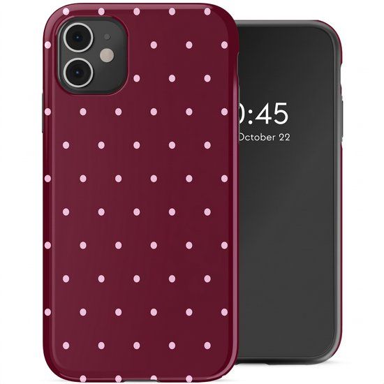 Selencia Hoesje - Geschikt voor Apple iPhone 11 - Backcover - Happy Dots Burgundy