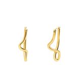 Lucardi Dames Stalen goldplated oorbellen asymmetrisch