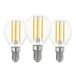 EGLO set van 3 E14 filament LED lampen, Edison gloeilamp transparant | 7 watt (equivalent aan 60 watt), 806 lumen, warm wit, 2700 K, P45 lichtbron, Ø 4,5 cm
