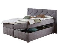 Atlantic Home Collection XXL opbergruimte boxbed Meike, pocketvering, hardheidsgraad H2, grijs, 140 x 200 cm
