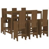 vidaXL 7-delige Tuinbarset Massief Grenenhout Honingbruin