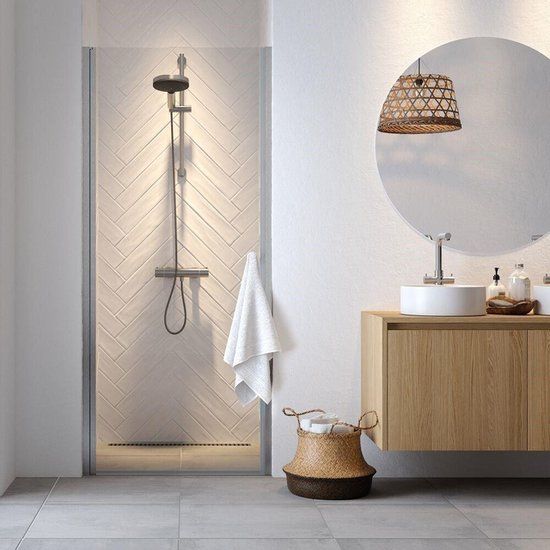 Sealskin Hooked draaideur 90x200cm voor nis 6mm veiligheidsglas zilver hoogglans