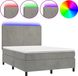 vidaXL Boxspring met matras en LED fluweel lichtgrijs 140x200 cm