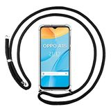 Tumundosmartphone Transparante schoudertas voor OPPO A15 met zwart koord