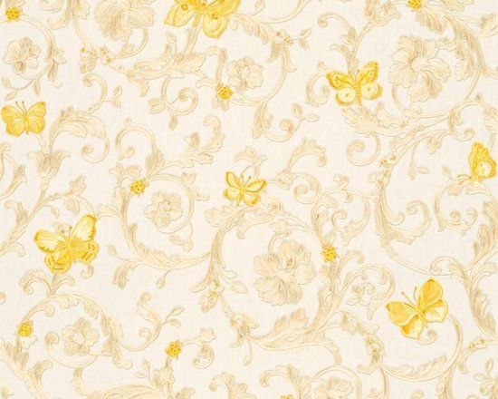 A.S. Création Versace 3 Vliesbehang Dierenprint Creme Geel Goud 70cm x 1005cm