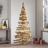 vidaXL Sapin de Noël avec support, marron, 210 cm, bois de pin massif