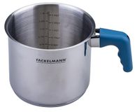 Fackelmann Melkpot Essential Ø 14 cm van roestvrij staal met ergonomische bakeliet handgreep en praktische literschaal - ideaal voor alle warmtebronnen, blauw