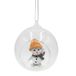 Glazen bol met hanger - sneeuwpop met muts en sjaal in oranje en grijs, L/B/H 8 x 7 x 8,5 cm