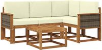 vidaXL - Hoek loungeset - 4 zitplekken - Polyester - Natuurlijk en crème