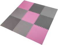One Fitness Puzzelmat - Set van 9 - 10 mm - Roze/Grijs