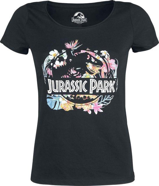 Jurassic Park Tropical Flower Dames T-shirt - zwart - L