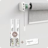 Unyqoos® Rollo-Motor Upgrade Set (2 stuks) – Draadloze, USB-C oplaadbare motor met 5-kanaals afstandsbediening, wit, universeel, geschikt voor domotica (brug apart verkrijgbaar)