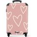 NoBoringSuitcases.com® - Handbagage koffer lichtgewicht - Reiskoffer trolley - Roze met witte hartjes - Rolkoffer met wieltjes