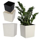 KADAX Bloempot van kunststof, weerbestendige tuinpot voor balkon, terras, binnen, lichte pot met inzet, plantenpot, bloempot (crème, hoogte: 41,5 cm)