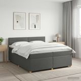 vidaXL Boxspringbed met matras, donkergrijs, 200 x 200 cm, stof