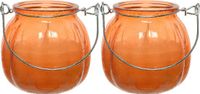 Decoris Bougies à la citronnelle - 2x - Verre coloré - 15 heures de combustion - 8 cm - Orange