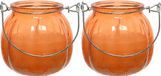 Merkloos Decoris Citronella Kaarsen - 2x - Gekleurd Glas - 15 Branduren - 8 cm - Oranje