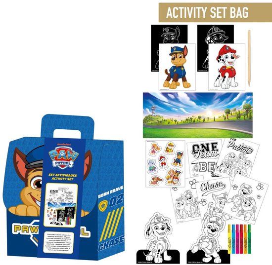 Top1Toys Paw Patrol Activiteitenset in Tas – Kleurplaten, Stickers, Krasplaten en Stiften