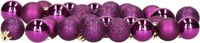 Decoris Kleine kerstballen - 28x - 3 cm - kunststof - paars