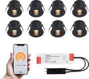 HOFTRONIC Set van 8 Betty Smart LED Mini Inbouwspots - Zwart - 12V 3W 140lm - Dimbaar - Wifi & Bluetooth - 2700K - IP44
